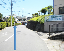 初山歯科の看板を右手に直進